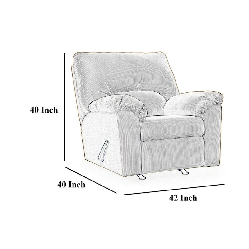 Fauteuil inclinable à bascule Simy, accoudoirs rembourrés, velours côtelé bleu marine foncé