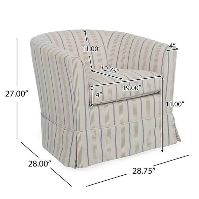 Fauteuil pivotant d'appoint, dossier arrondi moderne, tissu blanc gris doux