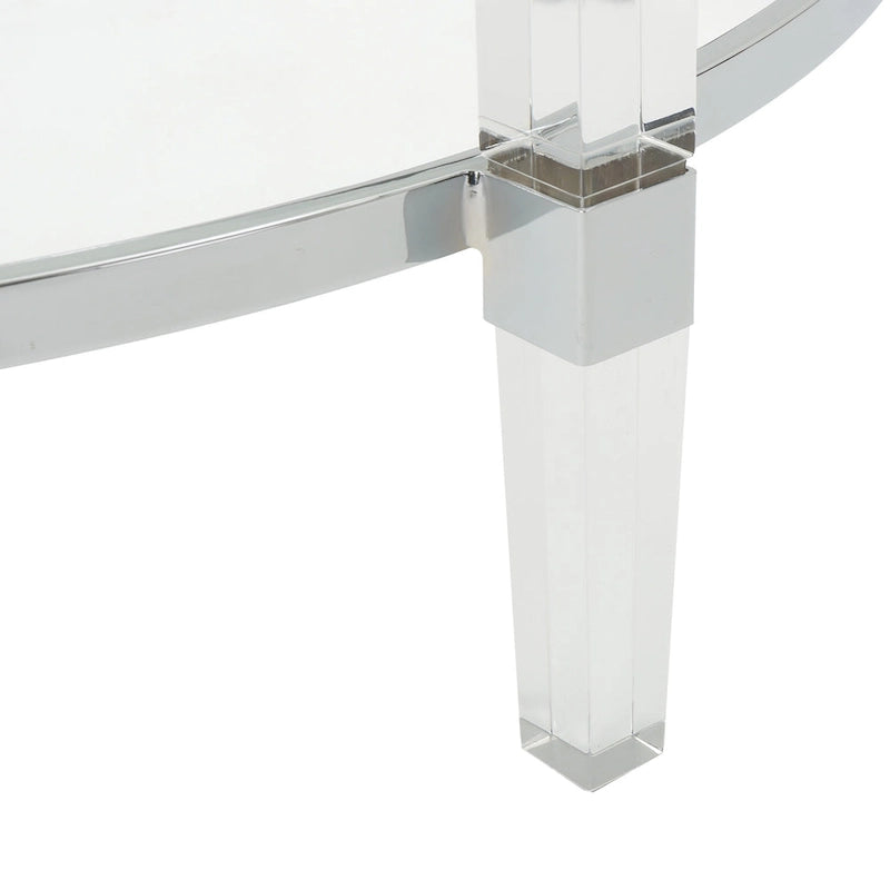 Table basse ronde moderne de 35,5 cm avec design translucide pour salon