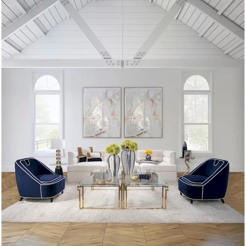 Fauteuil d'appoint moderne Sagebrook Home bicolore rembourré - 28 x 30 x 31