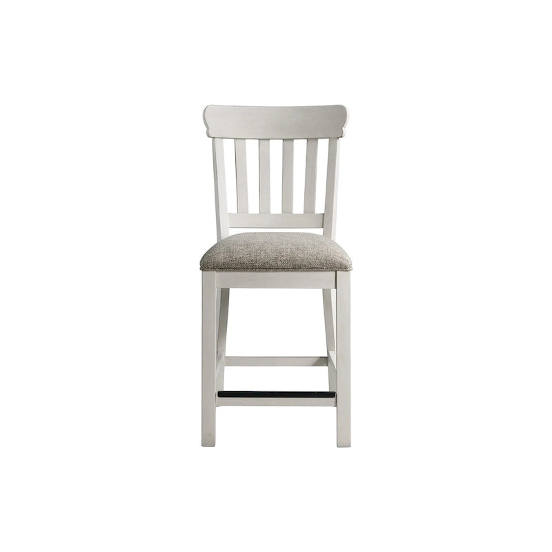 Tabouret de bar Drake bicolore rustique blanc et chêne à dossier à lattes (lot de 2)