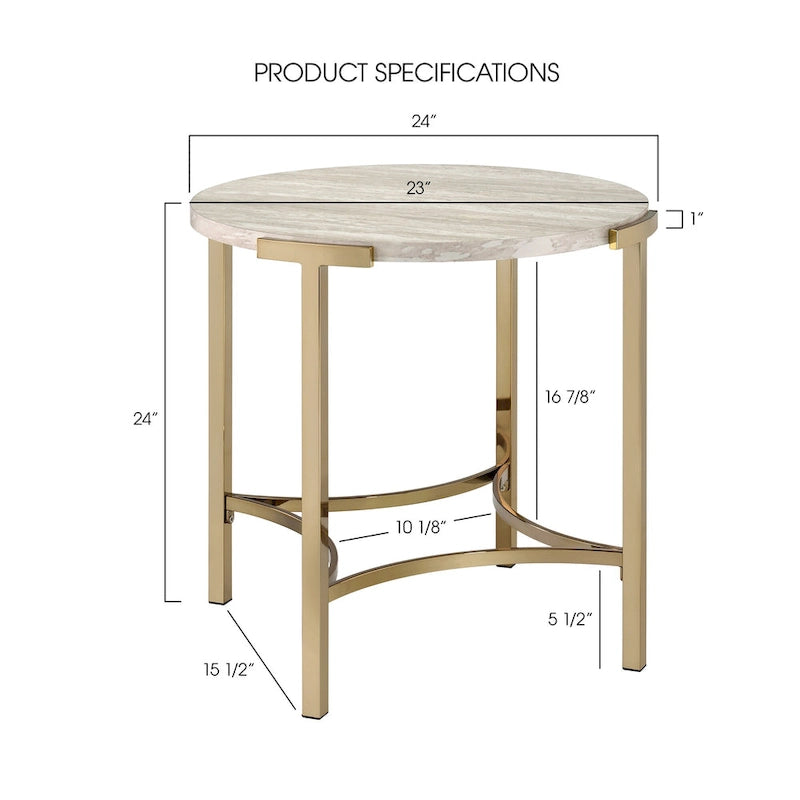 Table d'appoint Brickelle Glam 24 pouces en faux marbre de Furniture of America