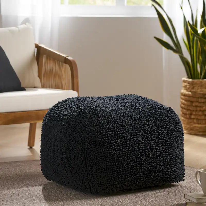 Pouf Moloney moderne en microfibre chenille de Christopher Knight Home