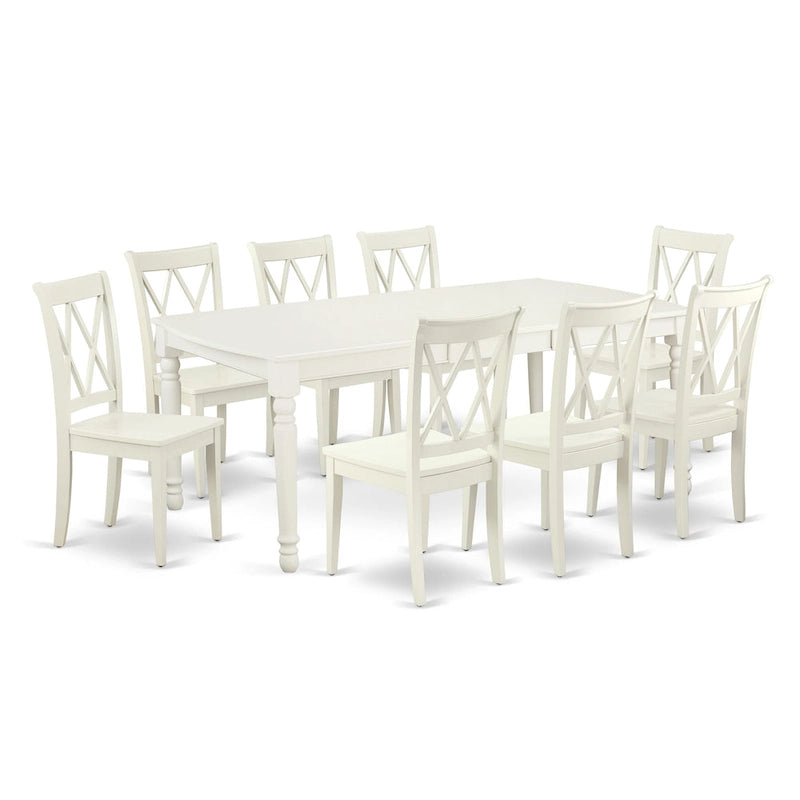 Ensemble table et chaises de salle à manger East West Furniture - Table de cuisine rectangulaire et chaises de salle à manger, blanc lin (composition au choix)