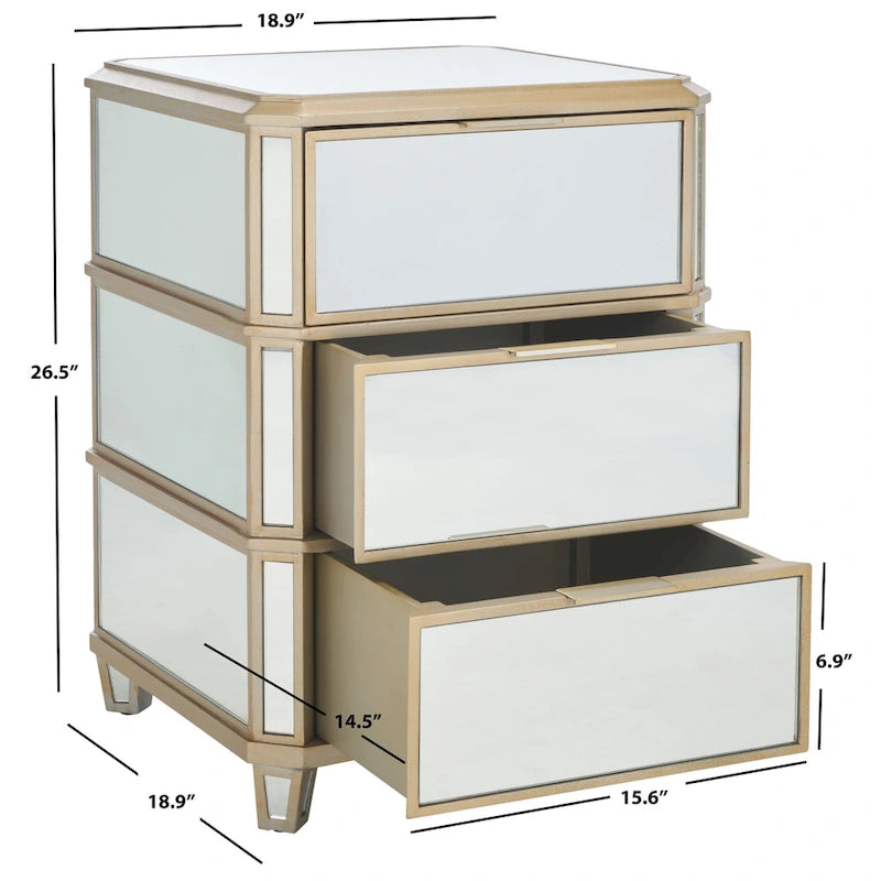 Table de chevet miroir à 3 tiroirs SAFAVIEH Miracle