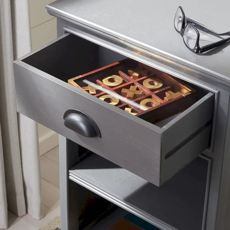 Table d'appoint de rangement SAFAVIEH Clemie grise - 45 x 35 x 76 cm (17,7 x 13,8 x 29,9 pouces) - 46 x 36 x 76 cm (18 x 14 x 30 pouces)