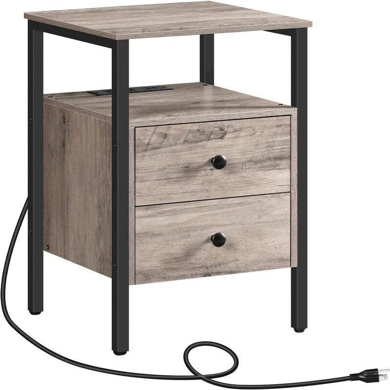 Table d'appoint avec station de recharge - 40 cm (P) x 40 cm (L) x 61 cm (H)