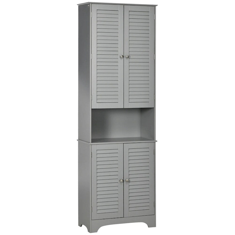 Armoire de rangement de salle de bain haute et étroite avec portes et étagères réglables