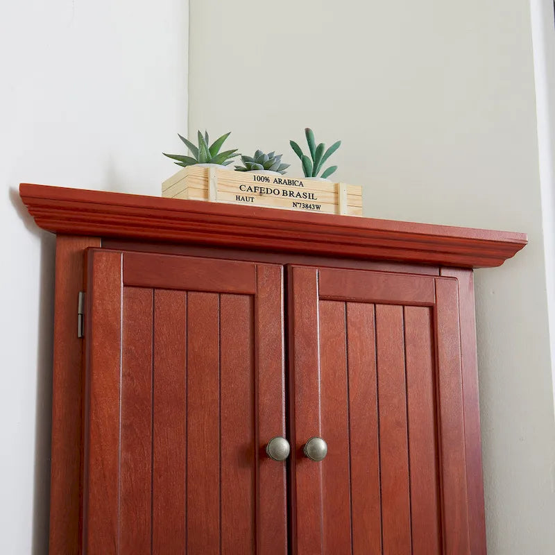 Armoire de rangement d'angle de cuisine de style campagnard à 4 niveaux et 72 pouces, avec 8 portes, haute armoire de rangement et étagères réglables