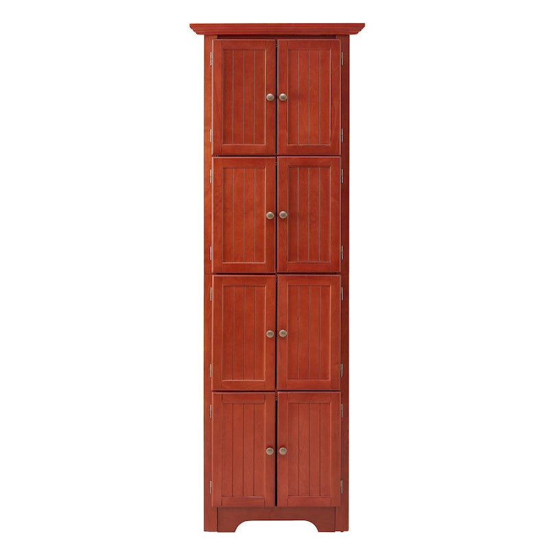 Armoire de rangement d'angle de cuisine de style campagnard à 4 niveaux et 72 pouces, avec 8 portes, haute armoire de rangement et étagères réglables