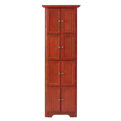 Armoire de rangement d'angle de cuisine de style campagnard à 4 niveaux et 72 pouces, avec 8 portes, haute armoire de rangement et étagères réglables