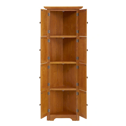 Armoire de rangement d'angle de cuisine de style campagnard à 4 niveaux et 72 pouces, avec 8 portes, haute armoire de rangement et étagères réglables