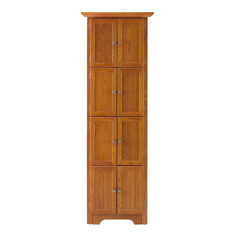 Armoire de rangement d'angle de cuisine de style campagnard à 4 niveaux et 72 pouces, avec 8 portes, haute armoire de rangement et étagères réglables