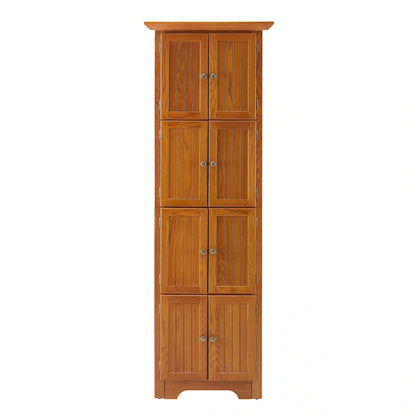 Armoire de rangement d'angle de cuisine de style campagnard à 4 niveaux et 72 pouces, avec 8 portes, haute armoire de rangement et étagères réglables
