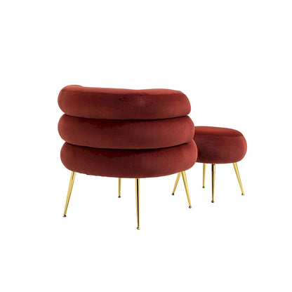 Fauteuil moderne rouge vin de 74 cm (29,1 pouces) avec repose-pieds