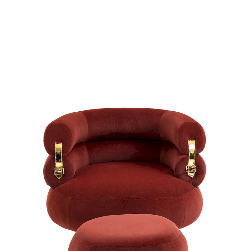 Fauteuil moderne rouge vin de 74 cm (29,1 pouces) avec repose-pieds