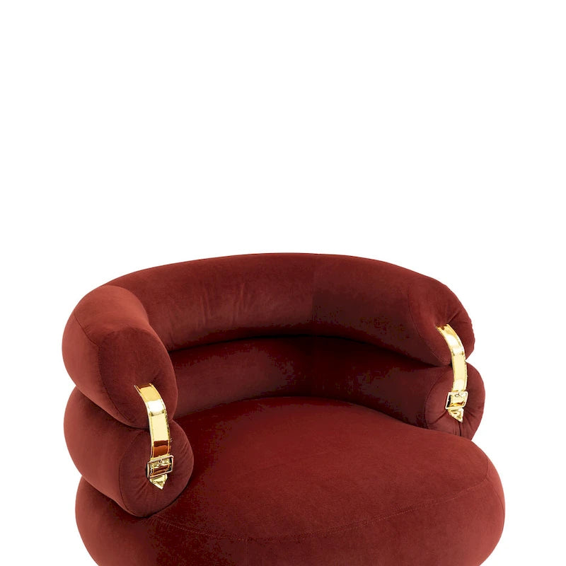 Fauteuil moderne rouge vin de 74 cm (29,1 pouces) avec repose-pieds