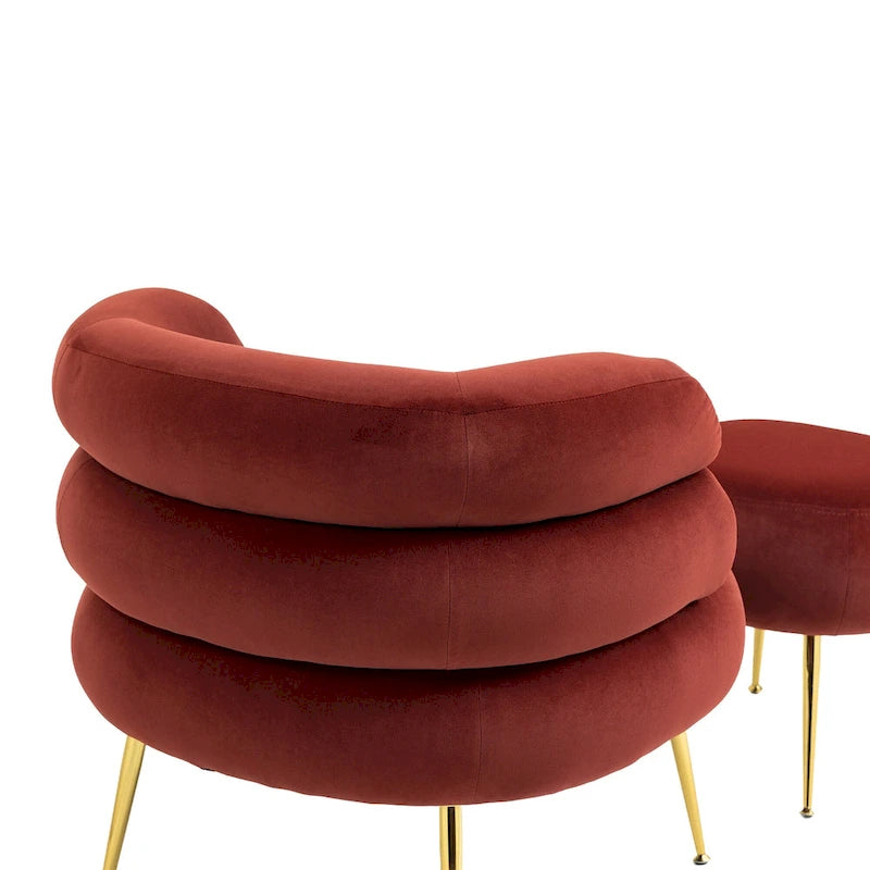 Fauteuil moderne rouge vin de 74 cm (29,1 pouces) avec repose-pieds