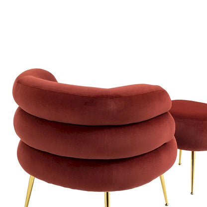 Fauteuil moderne rouge vin de 74 cm (29,1 pouces) avec repose-pieds