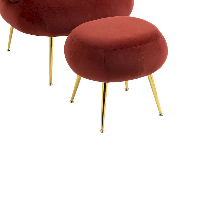 Fauteuil moderne rouge vin de 74 cm (29,1 pouces) avec repose-pieds