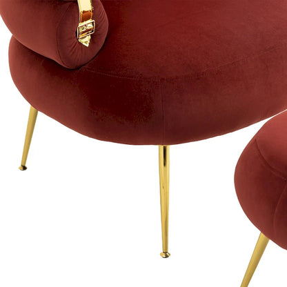 Fauteuil moderne rouge vin de 74 cm (29,1 pouces) avec repose-pieds