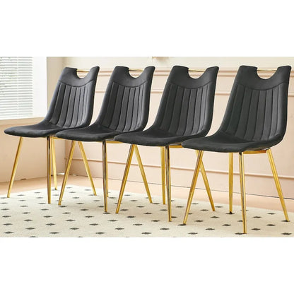 Chaises de salle à manger sans accoudoirs Gold+Black 23.22 avec élégants pieds dorés (lot de 4)