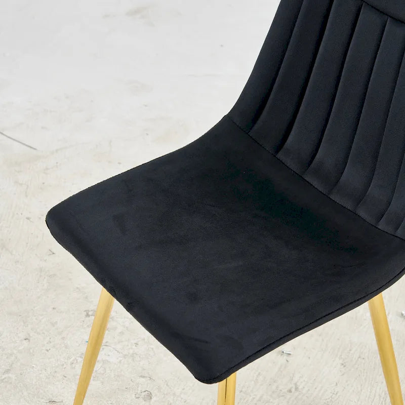 Chaises de salle à manger sans accoudoirs Gold+Black 23.22 avec élégants pieds dorés (lot de 4)