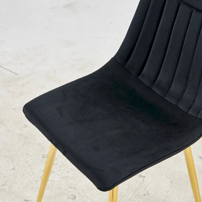 Chaises de salle à manger sans accoudoirs Gold+Black 23.22 avec élégants pieds dorés (lot de 4)