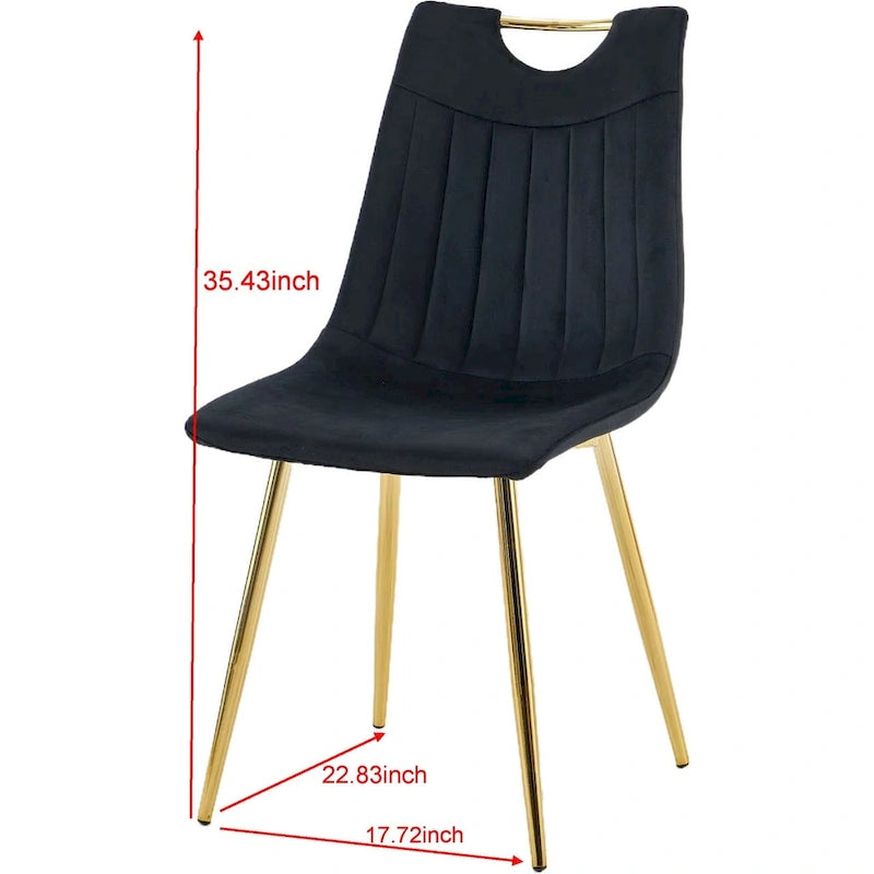 Chaises de salle à manger sans accoudoirs Gold+Black 23.22 avec élégants pieds dorés (lot de 4)