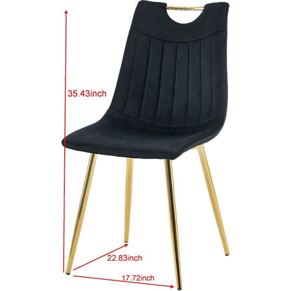 Chaises de salle à manger sans accoudoirs Gold+Black 23.22 avec élégants pieds dorés (lot de 4)