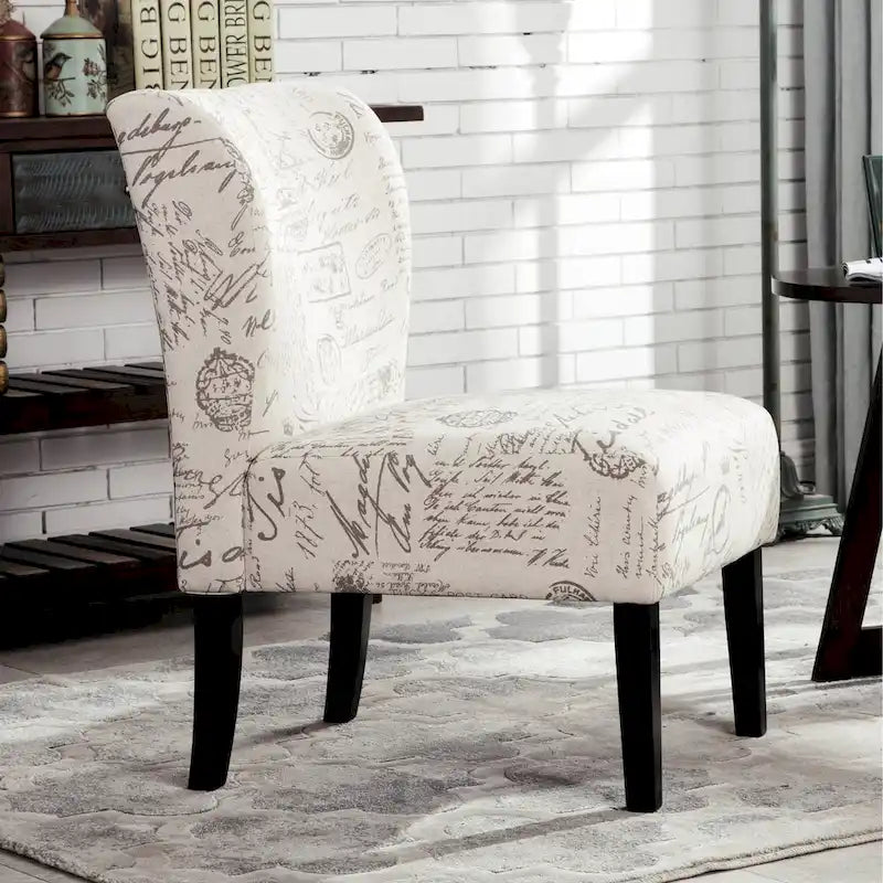 Fauteuil d'appoint blanc rembourré 29,13 avec pieds en bois