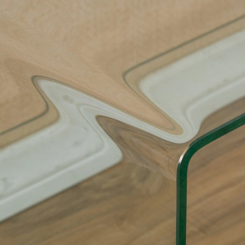 Meuble TV transparent de 39,37 pouces avec dos ouvert et étagère en verre pour téléviseurs jusqu'à 39 pouces.