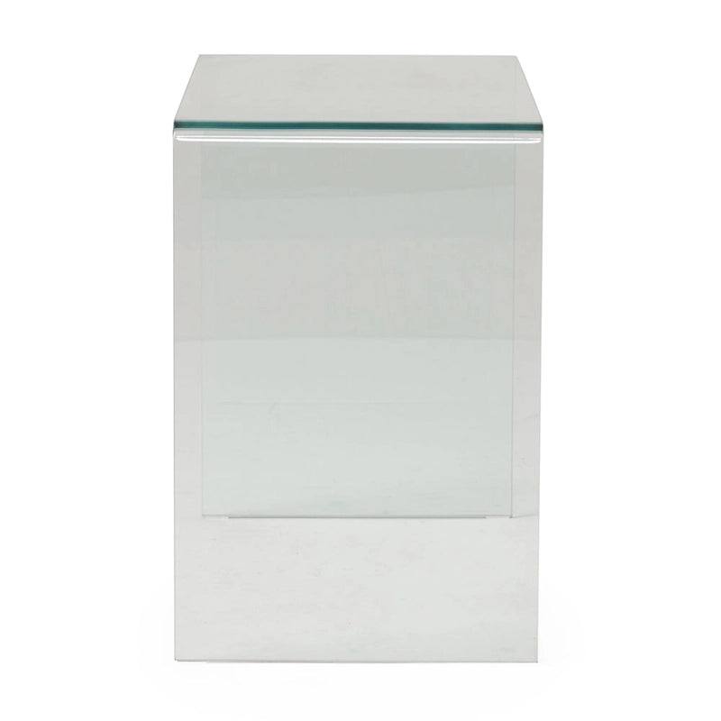 Meuble TV transparent de 39,37 pouces avec dos ouvert et étagère en verre pour téléviseurs jusqu'à 39 pouces.