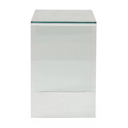 Meuble TV transparent de 39,37 pouces avec dos ouvert et étagère en verre pour téléviseurs jusqu'à 39 pouces.