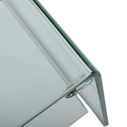 Meuble TV transparent de 39,37 pouces avec dos ouvert et étagère en verre pour téléviseurs jusqu'à 39 pouces.