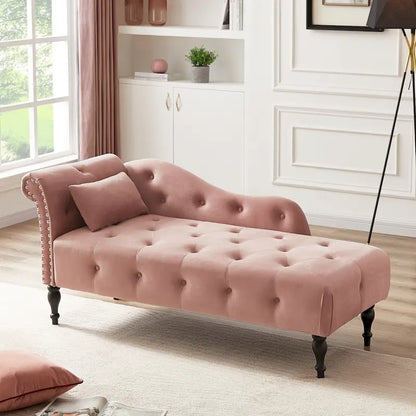 Chaise longue capitonnée en velours 60,6 cm avec clous décoratifs