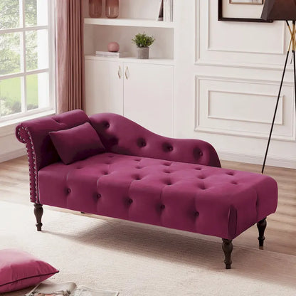 Chaise longue capitonnée en velours 60,6 cm avec clous décoratifs