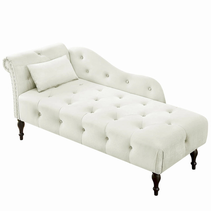 Chaise longue capitonnée en velours 60,6 cm avec clous décoratifs