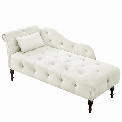 Chaise longue capitonnée en velours 60,6 cm avec clous décoratifs