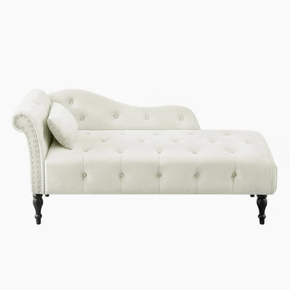 Chaise longue capitonnée en velours 60,6 cm avec clous décoratifs