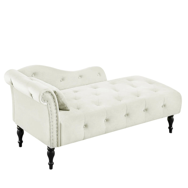 Chaise longue capitonnée en velours 60,6 cm avec clous décoratifs