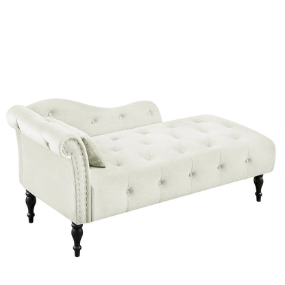Chaise longue capitonnée en velours 60,6 cm avec clous décoratifs