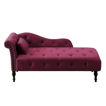 Chaise longue capitonnée en velours 60,6 cm avec clous décoratifs