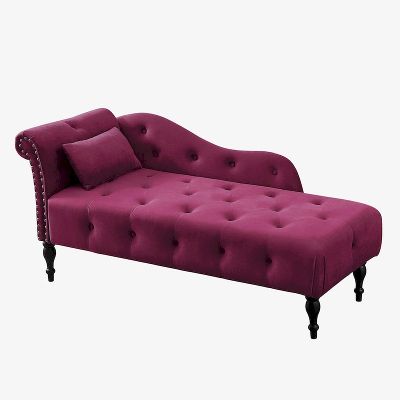 Chaise longue capitonnée en velours 60,6 cm avec clous décoratifs