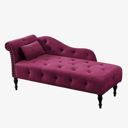 Chaise longue capitonnée en velours 60,6 cm avec clous décoratifs