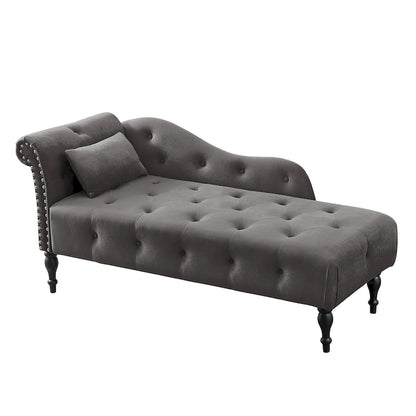 Chaise longue capitonnée en velours 60,6 cm avec clous décoratifs