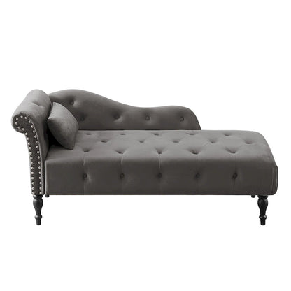 Chaise longue capitonnée en velours 60,6 cm avec clous décoratifs