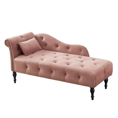 Chaise longue capitonnée en velours 60,6 cm avec clous décoratifs