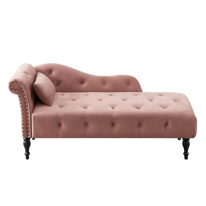 Chaise longue capitonnée en velours 60,6 cm avec clous décoratifs