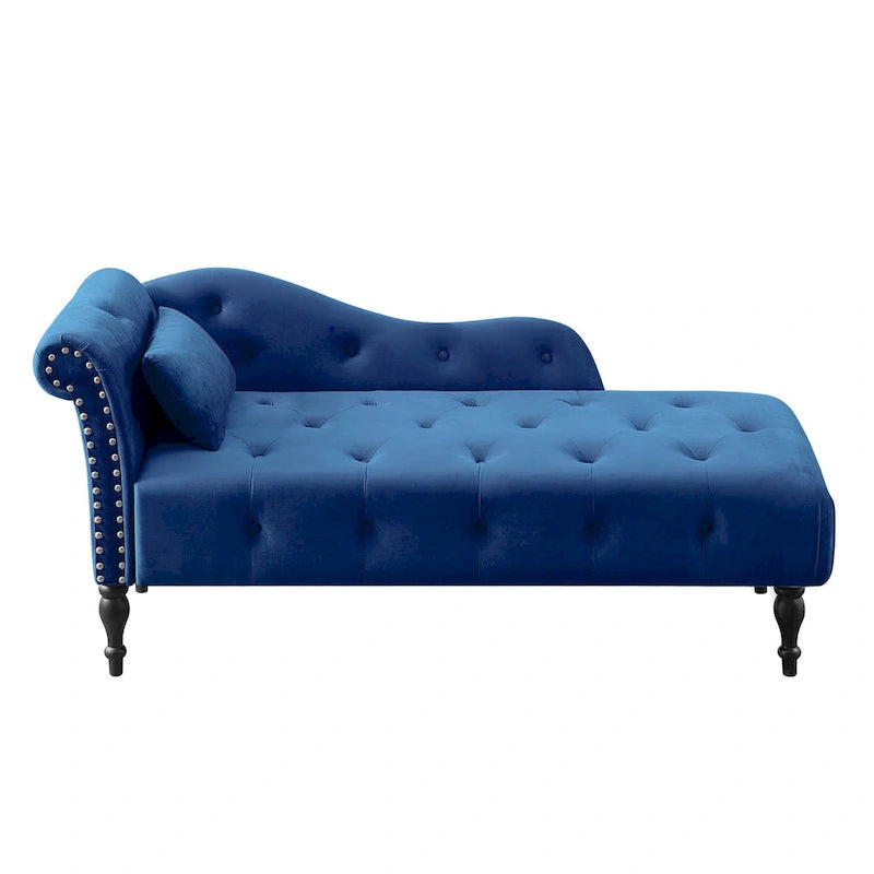 Chaise longue capitonnée en velours 60,6 cm avec clous décoratifs
